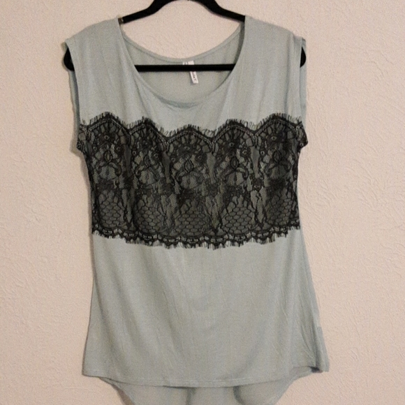 Studio Y Tops - Studio Y black lace embellished top size medium